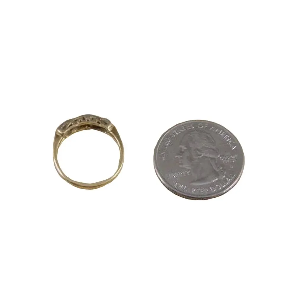 Vintage Wedding Band, 14k Yellow and White Gold Art Nouveau Wedding Ring Size 6